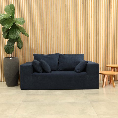 Sofá Modular 2 Lugares em Bouclé Azul