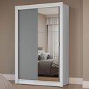 Ver imagem 1 de Guarda-roupa Solteiro 2 Portas de Correr com Espelho Branco/cinza Milano Madesa Branco/cinza