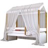 Cama Montessori Cabana Solteiro Com Dossel Branco - 1