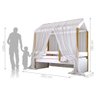 Cama Montessori Cabana Solteiro Com Dossel Branco - 3