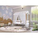 Ver imagem 2 de Cama Montessori Cabana Solteiro Com Dossel Branco