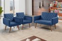 Ver imagem 4 de Conjunto Anabelle 2 Poltronas de 1 Lugar 1 Poltrona 2 Lugares Braço Unidecor Azul Bic