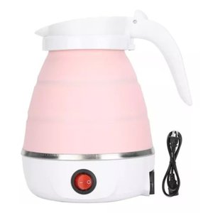 Chaleira Elétrica Dobrável 110v Rosa Portátil e Compacta