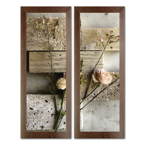Kit 2 Quadros Decorativos Banheiro Social Lavabo Toalete Sabonete Bege 20x60cm