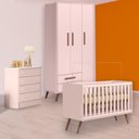 Ver imagem 1 de Conjunto Berço Mini Cama Retrô, Cômoda e Guarda Roupa Retro Rosa