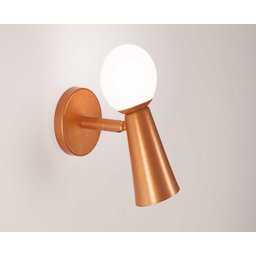 Arandela Luminária Sala Quarto Haste Móvel Globo Vidro Cobre - 2