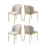 Conjunto 4 Cadeiras de Jantar Aurora Metal Dourado e Linho Palha - 1