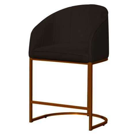Poltrona Estilo Banqueta Decorativa Mia Suede Base Metal Bronze - Estopar Poltrona Mia Suede Marrom
