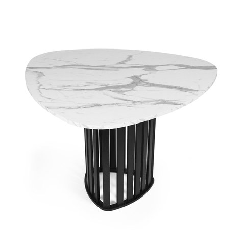 Mesa de Jantar Orgânica 4 Lugares 120x118cm MDF Marmorizado Preto - Straub Web