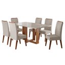 Ver imagem 2 de Conjunto Sala de Jantar Mesa 160x79,2cm Tampo com Vidro 6 Cadeiras Riviera Yescasa Bege/Mel/Off Whit