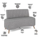 Ver imagem 4 de Sofá Chaise Living 2 Lugares 160cm para Sala Cayman K01 Linho Cinza - Lyam Decor