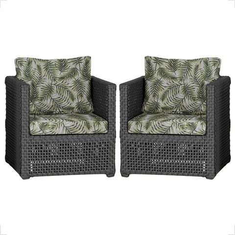 2 Poltronas Madri Alumínio Corda Náutica Estofado 5 Trama Original