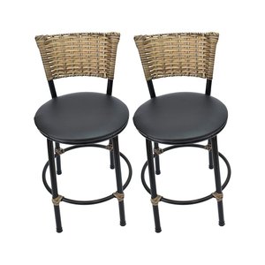 Kit 2 Banquetas Baixa Area Gourmet Encosto Juncado