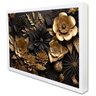 Quadro Decorativo Floral Luxo Flores Preto e Dourado em Moldura Caixa Tacolado Moldura Caixa 3cm Bra - 1