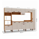 Ver imagem 3 de Cozinha Completa Modulada 6 Peças 100% MDF com Paneleiro Torre Quente e Balcão para Pia Essência Freijo/White Laca Bege