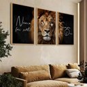 Ver imagem 1 de Kit 3 Quadros Leão Nunca Foi Sorte Sempre Foi Deus Moldura:castanho