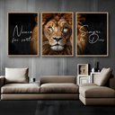 Ver imagem 3 de Kit 3 Quadros Leão Nunca Foi Sorte Sempre Foi Deus Moldura:castanho