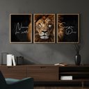 Ver imagem 5 de Kit 3 Quadros Leão Nunca Foi Sorte Sempre Foi Deus Moldura:castanho