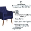 Ver imagem 3 de Poltrona Decorativa Tecido Corano para Sala de Espera Comercial Base Fixa Pés em Madeira Natural