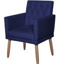 Ver imagem 1 de Poltrona Decorativa Tecido Corano para Sala de Espera Comercial Base Fixa Pés em Madeira Natural