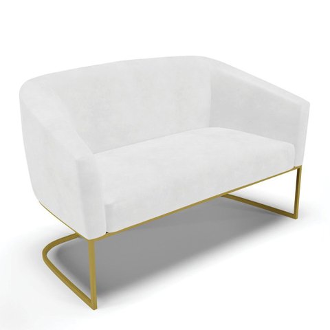 Sofá 2 Lugares Namoradeira Industrial Dourado Stella Sintético Pu D03 - D’Rossi