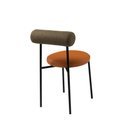 Ver imagem 2 de Cadeira Lana Base Aço Preto Assento Couríssimo Vegano Caramelo Encosto Tricô Verde - Ooca Móveis