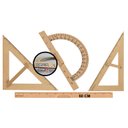 Ver imagem 1 de Kit Geométrico do Professor Mdf com Régua 60 Cm 1 Esquadro 30/60 Graus 1 Esquadro 45 Graus e 1 Trans