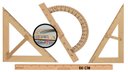Ver imagem 1 de Kit Geométrico do Professor Mdf com Régua 60 Cm 1 Esquadro 30/60 Graus 1 Esquadro 45 Graus e 1 Trans
