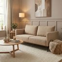 Ver imagem 1 de Sofá 2 Lugares Decorativo Atlas 1,60cm Pés Retro Linho Boucle Bege 3207 - Vimont Moveis