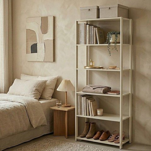 Guarda-Roupa Closet Modulado 62cm 6 Prateleiras Siena Yescasa Bege/Off White