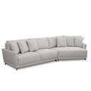 Ver imagem 1 de Sofá Sala de Estar Bipartido Design Moderno 310cm com Almofadas Pés de Ferro Rossi Linho Bege G93 - 