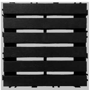 Kit 12 Deck Modular Plástico Textura Madeira 30x30x2,5cm - Preto:preto