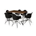 Ver imagem 6 de Mesa Jantar Industrial Retangular Amêndoa 137X90Cm Base V C/6 Poltronas Pretas Ferro Cor: Amendoa