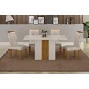 Ver imagem 1 de Mesa Doha 1,20 Off/decor Tampo Off C/vidro 4 Cadeiras Doha