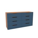 Ver imagem 2 de Cômoda Madri 8 Gavetas Azul/freijó - Politorno