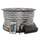Ver imagem 1 de Mangueira Fita Led Rgb 100 Metros Achatada Efeito 220v Ip66 Externa + Controle + Fonte