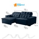 Ver imagem 3 de Sofá Retrátil Reclinável 6 Lugares 290cm com Pillow Veludo Alasca Azul Megasul