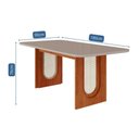 Ver imagem 3 de Mesa P/ Cozinha Valentina C/ Tampo Madeirado C/ Vidro 180x90cm Cinamomo/off White - Cimol