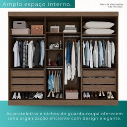 Guarda Roupa Casal 100% Mdf 3 Portas de Correr 6 Gavetas com Espelho Central Fênix - Mais Móveis - 8