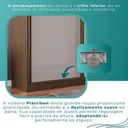 Guarda Roupa Casal 100% Mdf 3 Portas de Correr 6 Gavetas com Espelho Central Fênix - Mais Móveis - 2