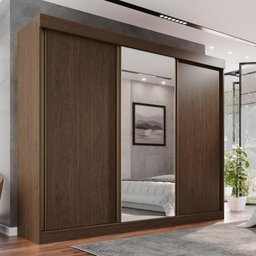 Guarda Roupa Casal 100% Mdf 3 Portas de Correr 6 Gavetas com Espelho Central Fênix - Mais Móveis - 4
