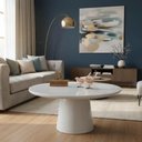 Ver imagem 1 de Mesa de Centro Base Cone Laqueada Redondo Vidro MDF 70cm Decoraper