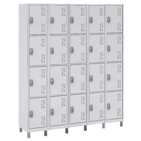 Locker de Aço 20 Portas Varias Cores Resistente e Seguro:cinza