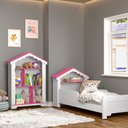 Ver imagem 3 de Quarto Infantil Mini Cama Casinha e Estante Casinha - Ofertamo - Branco/Rosa