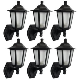 Kit 6 Arandelas Coloniais de Parede Luminária Externa Grega Preta Jardim Fachada - 1