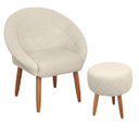 Ver imagem 1 de Poltrona com Puff Ibiza Decorativa para Sala de Estar Resistente - Moblan Decor:Bege