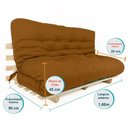 Ver imagem 5 de Sofa Cama Futon Oriental King Caramelo Madeira Maciça Pinus Natural sem Pintura