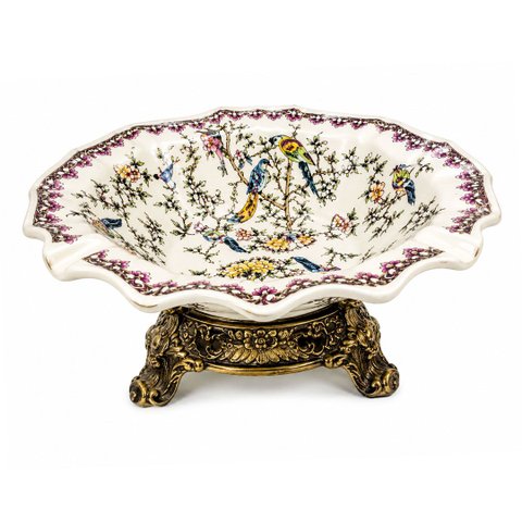 Centro de Mesa Cinzeiro em Porcelana Florido a:10 D:25