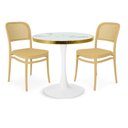 Ver imagem 1 de Conjunto Mesa de Jantar Redonda Majestic 70cm Branca com 2 Cadeiras Roma - Nude