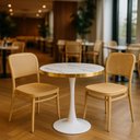 Ver imagem 2 de Conjunto Mesa de Jantar Redonda Majestic 70cm Branca com 2 Cadeiras Roma - Nude